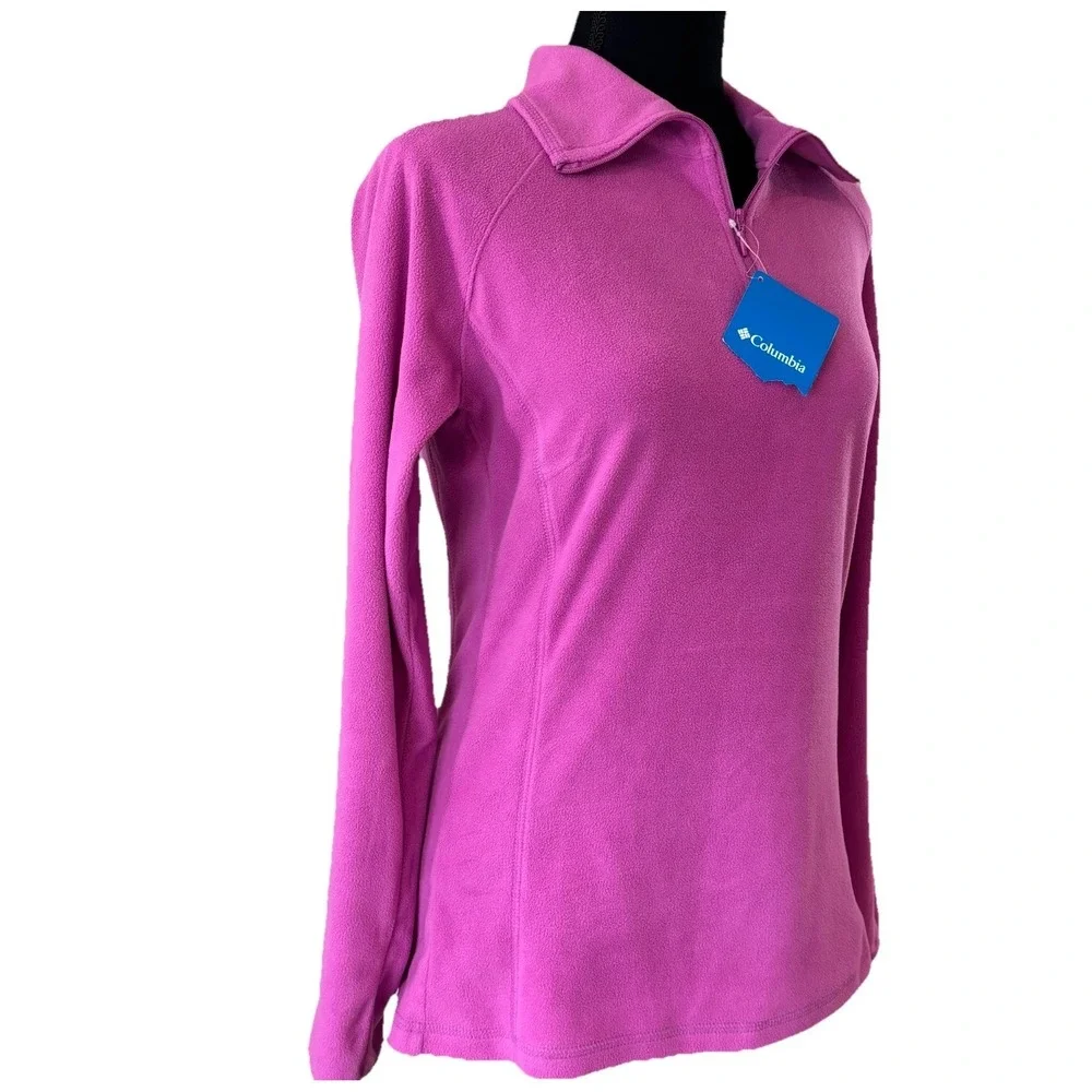 New Columbia Pink Quarter Zip Fleece Pullover Soft Warm Lightweight Size Small - Picture 4 of 10